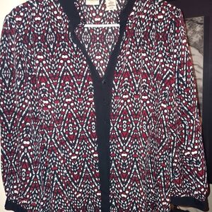 Covington Red and Black Patterned Blouse